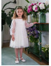 Ivory Polka Dots Tulle Lace Cute Flower Girl Dress